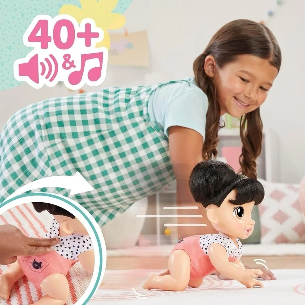 New Baby Alive Crawl 'n Play Katie Kat Doll Electronic 40+ Adorable Sound Age 3+